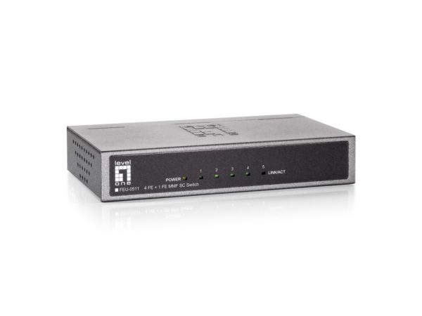 Switch Fast Ethernet de 5 puertos, 1 Port SC Multi-Mode Fiber, 2km