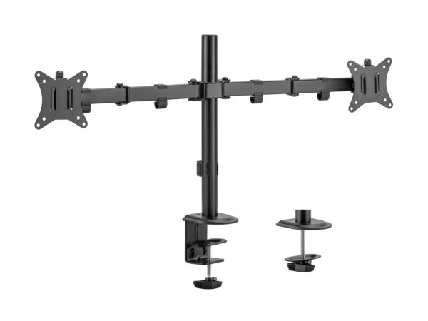 Soporte de escritorio articulado para dos monitores de 17«-32», negro