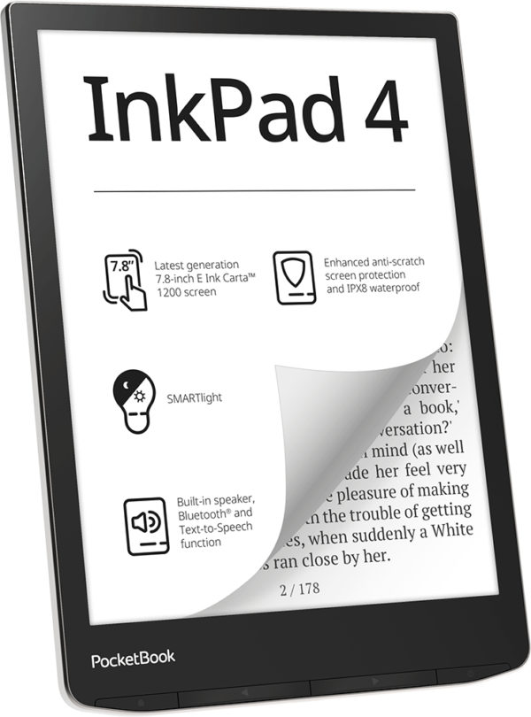 InkPad 4 lectore de e-book Pantalla táctil 32 GB Wifi Negro, Plata