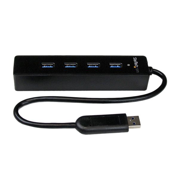 Adaptador Concentrador Hub Ladrón USB 3.0 (5Gbps) Super Speed Portátil de 4 Puertos Salidas - Negro