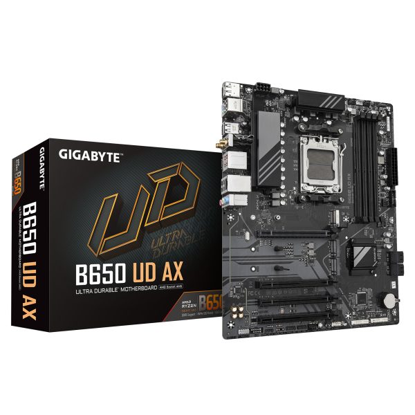 B650 UD AX Placa Base - Compatible con CPUs AMD Ryzen Serie 9000, VRM de 6+2+2 fases, hasta 7600MHz DDR5 (OC), 1x PCIe 5.0 + 2x PCIe 4.0 M.2, LAN GbE, Wi-Fi 6, USB 3.2 Gen 2