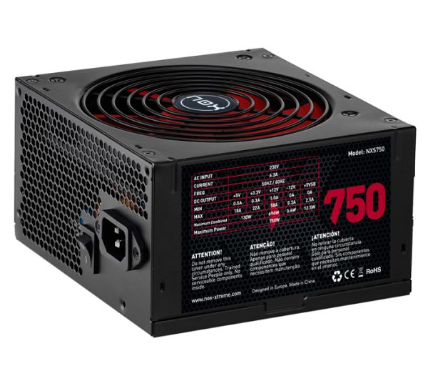 NXS750 unidad de fuente de alimentación 750 W 20+4 pin ATX Negro, Rojo