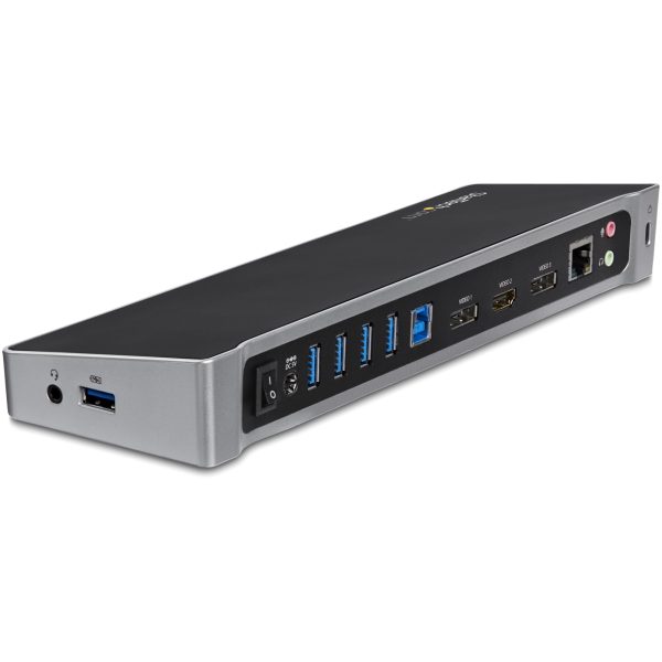 Docking Station USB 3.0 2x DisplayPort y HDMI 4K para 3 Monitores - Hub 5x USB-A (1x Fast Charge) - Audio de 3,5mm - Red GbE - Replicador de Puertos USB-A - Mac y Windows