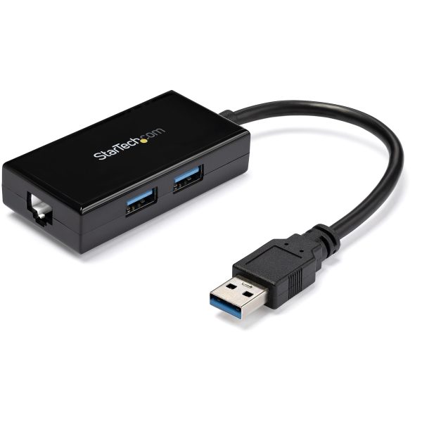 Adaptador de Red Ethernet Gigabit Externo USB 3.0 con Concentrador Incorporado de 2 Puertos USB