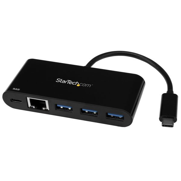 Hub Concentrador USB 3.0 USB-C de 3 Puertos con Ethernet Gigabit y Entrega de Alimentación de 60W con Puerto Pass-Through - USB Tipo C a 3 Puertos USB-A (USB 3.0 SuperSpeed de 5Gbps) - Ladrón Adaptador USB 3.2 Gen 1 Tipo C