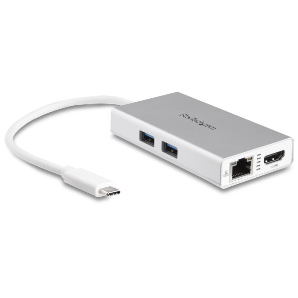 Adaptador Multipuertos USB-C - Docking Station Portátil USB-C 4K HDMI - Entrega de Potencia 60W - GbE - Hub 2x USB-A 3.0- Mini Dock Portátil USB C para Portátiles - Blanco