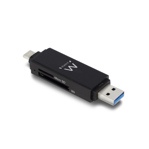 EW1075 lector de tarjeta USB 3.2 Gen 1 (3.1 Gen 1) Type-A/Type-C Negro