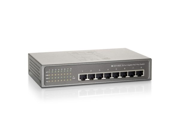 GEP-0820W90 switch Gigabit Ethernet (10/100/1000) Energía sobre Ethernet (PoE) Gris