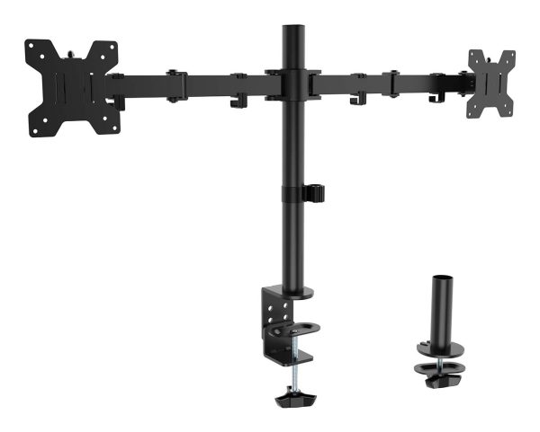 Soporte de mesa eco giratorio e inclinable para monitor/TV 10kg (3 Pivotes, 2 Brazos) de 17-32, Negro