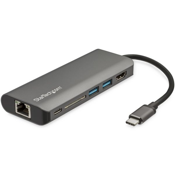 Adaptador Multipuertos USB-C - Docking Station Portátil USB Tipo C a HDMI de 4K - Hub Ladrón USB 3.0 de 2 Puertos - Lector de Tarjetas SD/SDHC - GbE - PD 3.0 de 60W Pass-Through - Mini Dock de Viajes USBC - Thunderbolt 3/USB-C