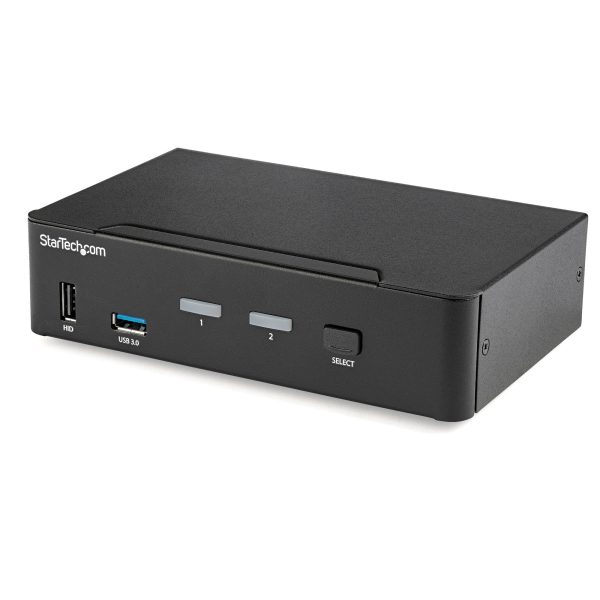 Switch Conmutador KVM de 2 Puertos DisplayPort - 4K a 60Hz - para Una Pantalla - Switch KVM de 2 Puertos DP 1.2 UHD con Hub Ladrón USB 3.0 y Audio - Dell HP Apple - TAA