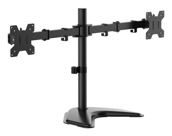 Soporte de mesa con peana eco giratorio e inclinable para monitor/TV 10kg (3 Pivotes, 2 Brazos) de 17-32, Negro