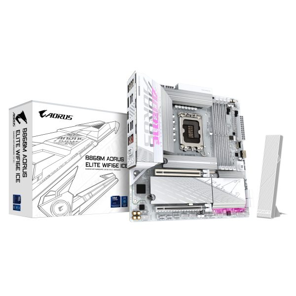 B860M AORUS ELITE WF6E ICE Placa base - CPUs Intel Core Ultra, VRM de 12+1+2+1 fases, hasta 9200MHz DDR5, 1xPCIe 5.0 + 2xPCIe 4.0 M.2, LAN 2,5 GbE, WIFI 6E, USB 4