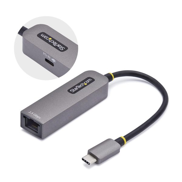 Adaptador de Red USB Tipo C a Ethernet - Adaptador de Red Externo USB-C a RJ45 2,5/1Gb - NBASE-T - USB 3.1 - Entrega de Alimentación PD 100W de Paso - Compatible con Thunderbolt - Win/Mac