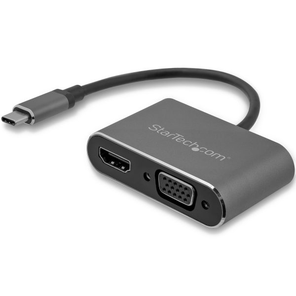 Adaptador USB-C a VGA y HDMI - 2en1 - 4K 30Hz - Gris Espacial - Adaptador Gráfico Externo USB Tipo C