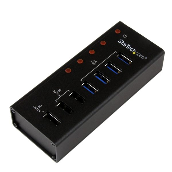 Hub Concentrador USB 3.0 (5Gbps) de 4 Puertos y 3 Puertos de Carga USB ( 2x 1A y 1x 2A) - Ladrón con Carcasa de Metal