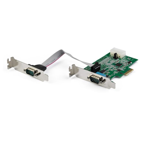 Tarjeta Adaptadora Serie PCI Express RS232 de 2 Puertos - Tarjeta Controladora Serie PCIe RS232 - PCIe a Serie DB9 - UART 16950 - Tarjeta de Perfil Bajo para Windows y Linux