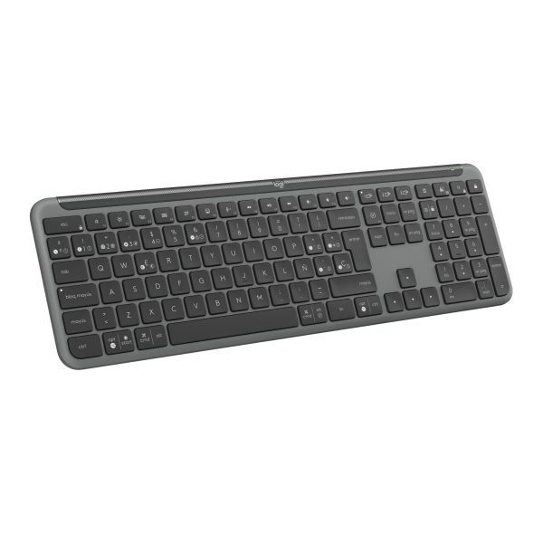 Signature Slim K950, teclado inalámbrico, diseño atractivo, alternancia entre dispositivos, escritura discreta, Bluetooth, multisistema operativo, Windows, Mac, Chrome, Grafito