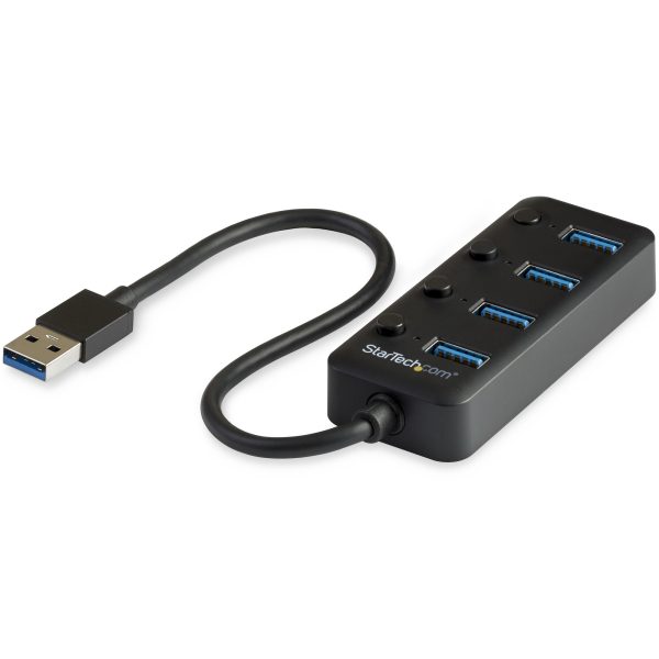 Hub Ladrón USB 3.0 4 Puertos - USB-A a USB 3.0 Tipo A con Interruptores Individuales de Encendido/Apagado - USB 3.2 Gen 1 SuperSpeed 5Gbps - Alimentado por el Bus USB - Portátil - Cable de 25cm