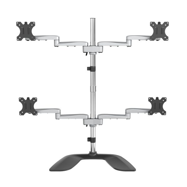 Base Soporte de Escritorio para 4 Monitores - Articulado - En Acero y Aluminio