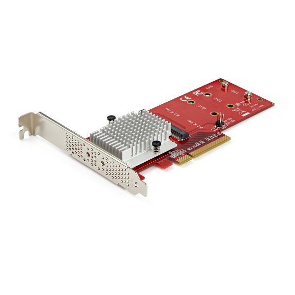 Tarjeta Adaptadora para 2 SSD M.2 PCIe SSD - Dos SSDs NVMe o AHCI M.2 SSD a x8/x16 PCI Express 3.0 - Compatible con PCIe M.2 NGFF (M-Key) - Admite 2242, 2260, 2280 - Mac y PC