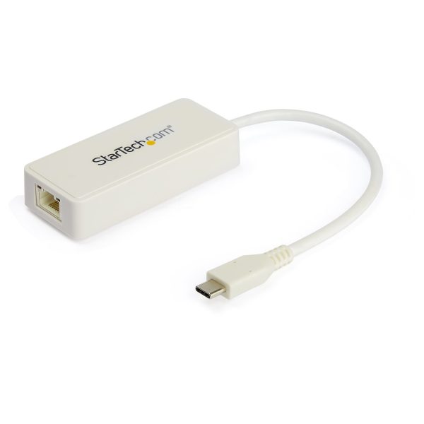 Adaptador de Red Ethernet USB-C con Puerto USB A - Adaptador de Red NIC Ethernet RJ45 USB Tipo C USB 3.0/USB 3.1 Blanco - Adaptador LAN Compatible con TB3 - Win/Mac/Chrome