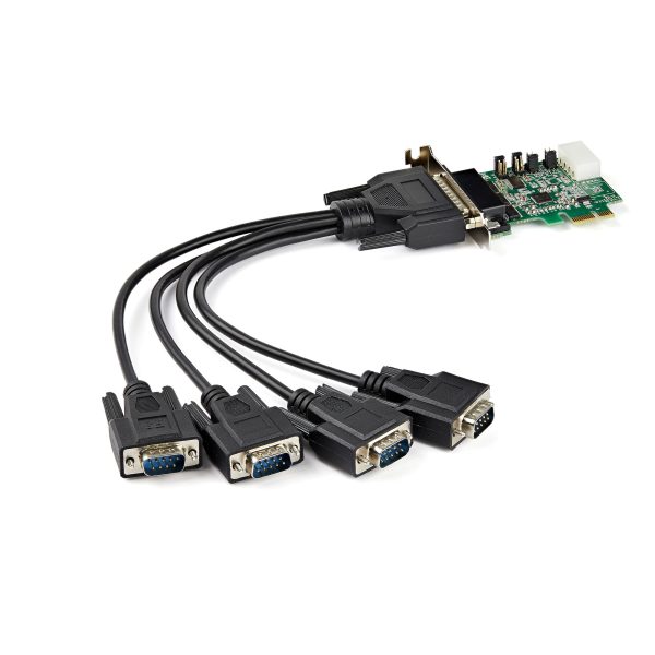 Tarjeta Adaptadora Serie PCI Express RS232 de 4 Puertos - Tarjeta Controladora Serie PCIe RS232 - PCIe a Serie DB9 - UART 16950 - Tarjeta de Perfil Bajo - Windows y Linux