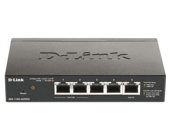 DGS-1100-05PDV2 switch Gestionado Gigabit Ethernet (10/100/1000) Energía sobre Ethernet (PoE) Negro