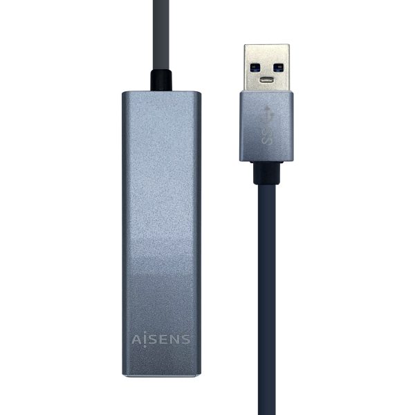 Conversor USB 3.0 a ethernet gigabit 10/100/1000 Mbps + Hub 3 x USB 3.0, Gris, 15 cm