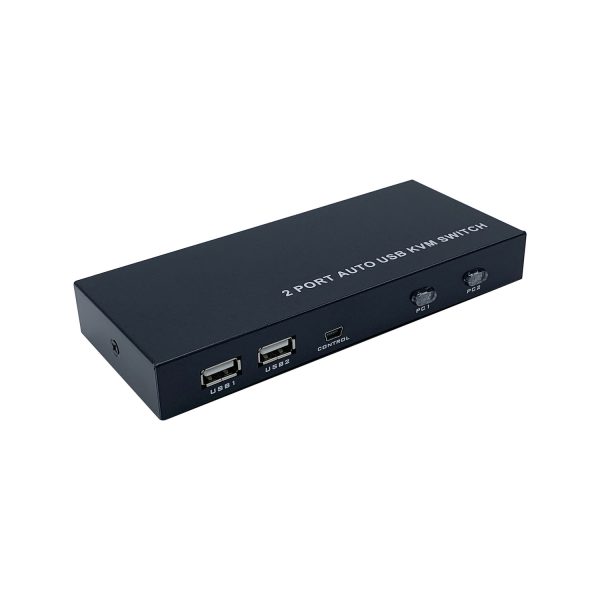 Conmutador KVM HDMI 4K@60HZ USB 1U-2PC con fuente alimentación, Negro