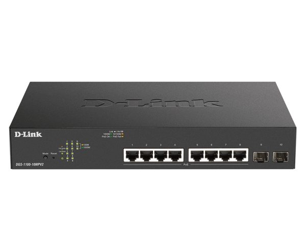 DGS-1100-10MPV2 switch Gestionado L2 Gigabit Ethernet (10/100/1000) Energía sobre Ethernet (PoE) 1U Negro