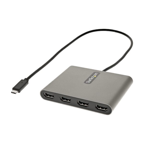 Adaptador USB-C a 4 Puertos HDMI - Tarjeta Gráfica y de Vídeo Externa - Dongle Llave USB Tipo C a 4x HDMI - 1080p a 60Hz - Conversor Multimonitor USB a HDMI - Solo para Windows