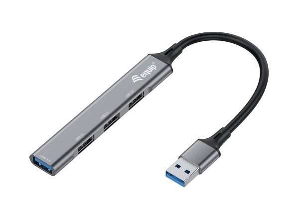 128960 hub de interfaz USB 3.2 Gen 1 (3.1 Gen 1) Type-A 5000 Mbit/s Negro, Gris