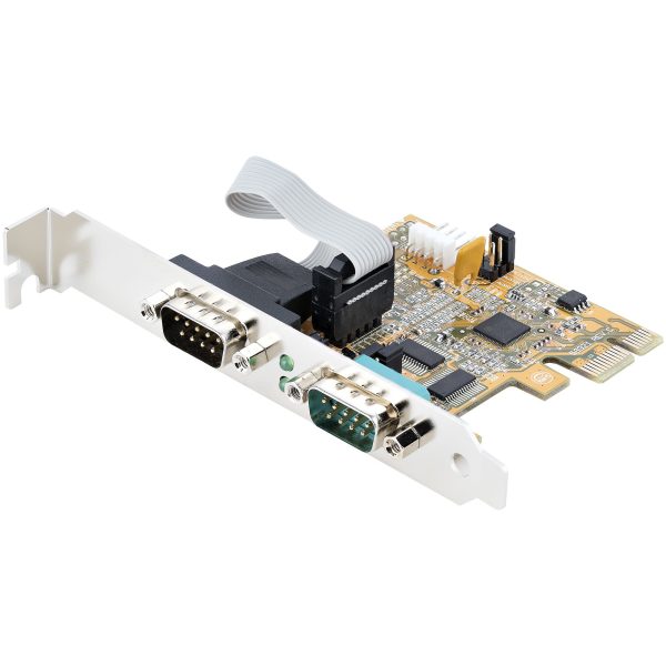 Tarjeta PCI Express Serie de 2 Puertos, Tarjeta de Interfaz PCIe a Serie RS232 (DB9), Tarjeta Serial, UART 16C1050, Perfil Bajo y Completo, Retención COM, Win/Linux