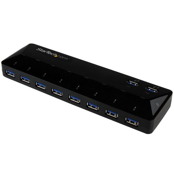 Concentrador USB 3.0 (5Gbps) de 10 Puertos - Ladrón con Puertos de Carga y Sincronización - Hub con 2 Puertos de 1,5A