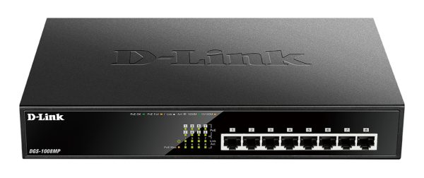 DGS-1008MP switch No administrado Gigabit Ethernet (10/100/1000) Energía sobre Ethernet (PoE) 1U Negro