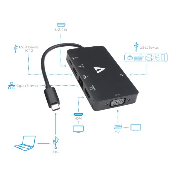 V7UC-U3CRJ45HDVG-BLK Adaptador gráfico USB 3840 x 2160 Pixeles Negro