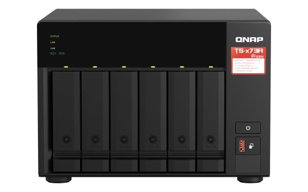 TS-673A NAS Torre Ryzen Embedded V1500B 8 GB DDR4 36 TB Unidad de disco duro QNAP Turbo System Negro