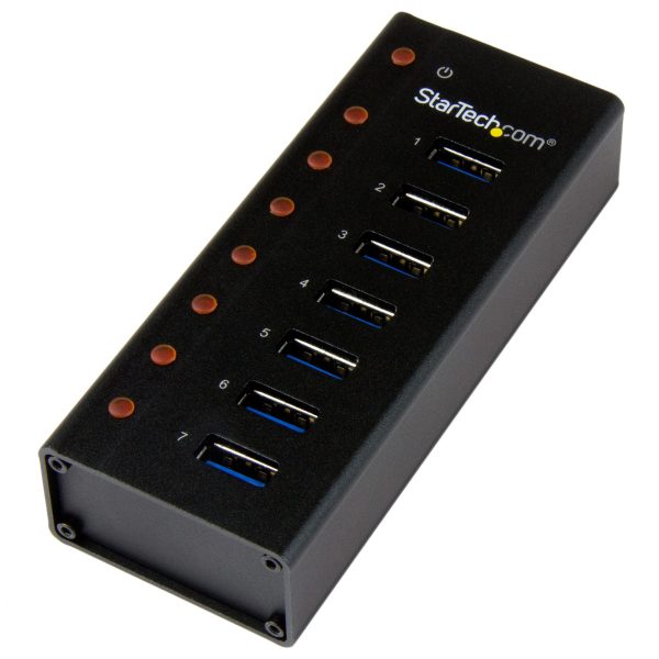 Concentrador USB 3.0 de 7 Puertos con Caja de Metal - 5Gbps - Hub de Sobremesa o Montaje en Pared