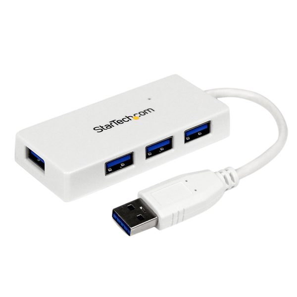 Adaptador Concentrador Hub Ladrón USB 3.0 (5Gbps) Super Speed para Laptop de 4 Puertos Salidas - Blanco