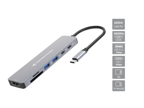 DONN28G base para portátil y replicador de puertos Alámbrico USB 3.2 Gen 1 (3.1 Gen 1) Type-C Gris