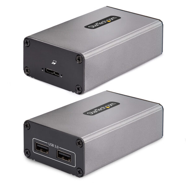 Extensor USB 3.0 de 2 Puertos sobre Fibra Multimodo OM3 - LC/LC - Hub de 2 Puertos USB-A de 5Gbps - Alcance de 350m - Alargador USB de Fibra Óptica - Extensor Óptico