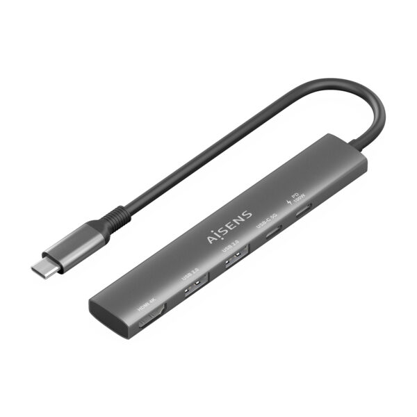 USB-C Dock 5 en 1, USB-C A, 1x HDMI 2x USB-A, 1x USB-C, 1x USB-C PD, Gris, 15cm
