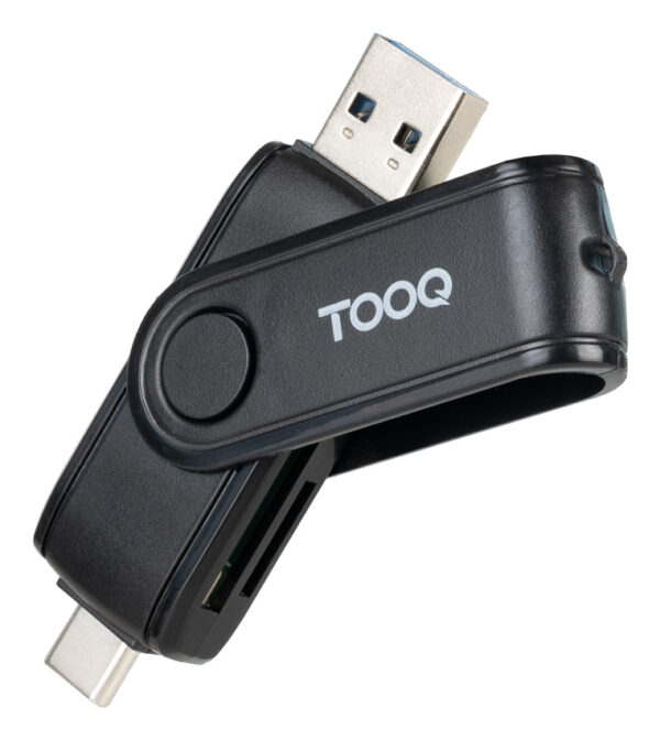 Lector de Tarjetas USB (USB-C 2.0 + USB A 3.0), SD/TF, Color Negro