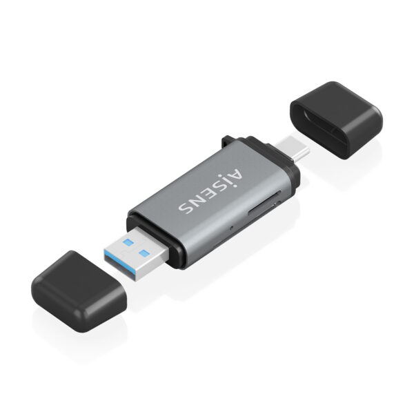 Lector De Tarjetas SD, Micro SD, MMC, Rs-MMC, MMC Micro, USB-A y USB-C, Gris