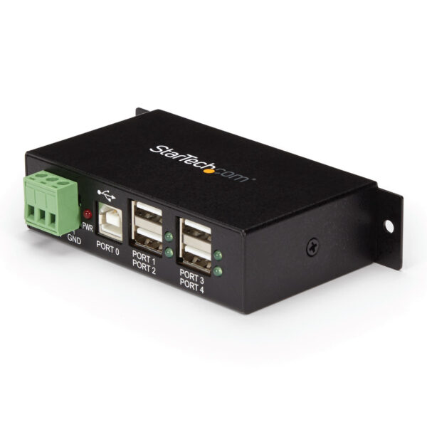 Hub Industrial de 4 Puertos USB 2.0 con Protección Antiestática ESD