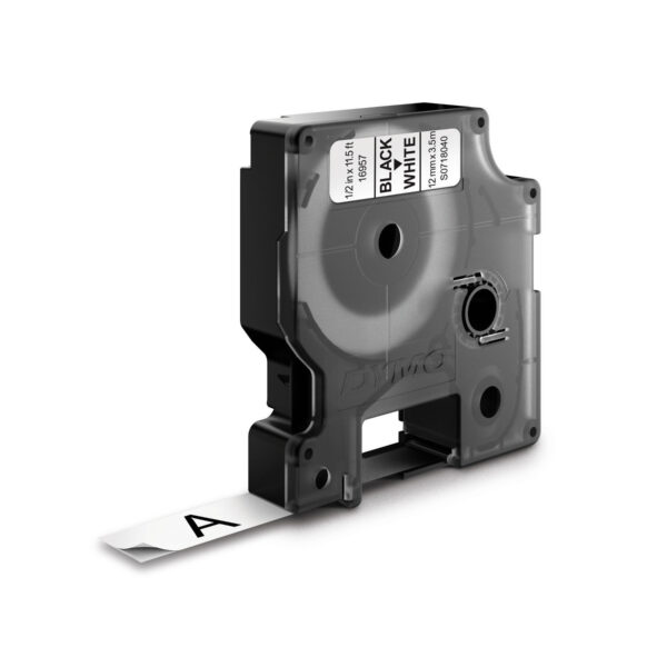 D1 - Etiquetas Durable - Negro sobre blanco - 12mm x 5.5m