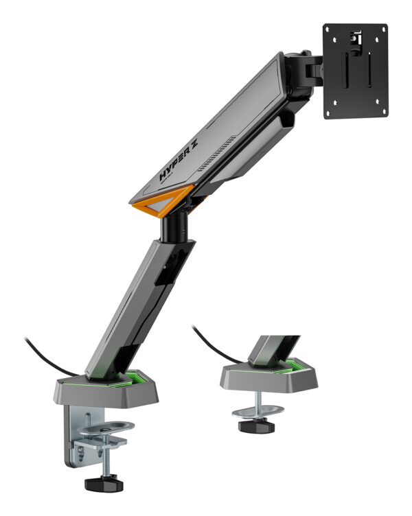 DT49TSRRGB-347 soporte para monitor 124,5 cm (49") Escritorio Negro, Gris