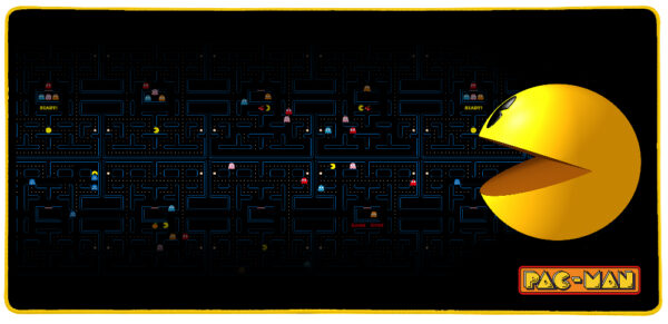 PacMan Alfombrilla de ratón para juegos Negro, Azul, Amarillo