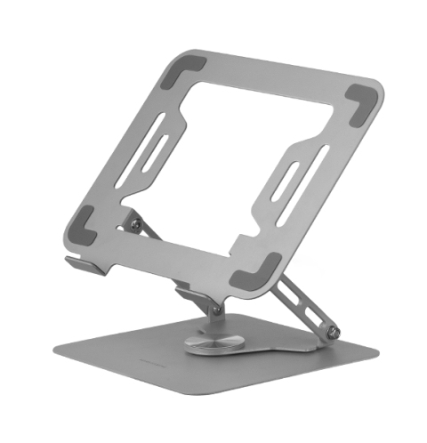 MA-RSN, Soporte para Portátiles y Tablets hasta 17", Ajuste en Altura + Inclinación + Rotación 360º, Stand Estructura Acero, Almohadillas Antideslizantes, Diseño Plegable Portátil, Plata